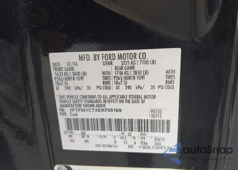 2014 Ford F-150 Xlt from USA, damaged, VIN 1FTFW1CTXEKF05169